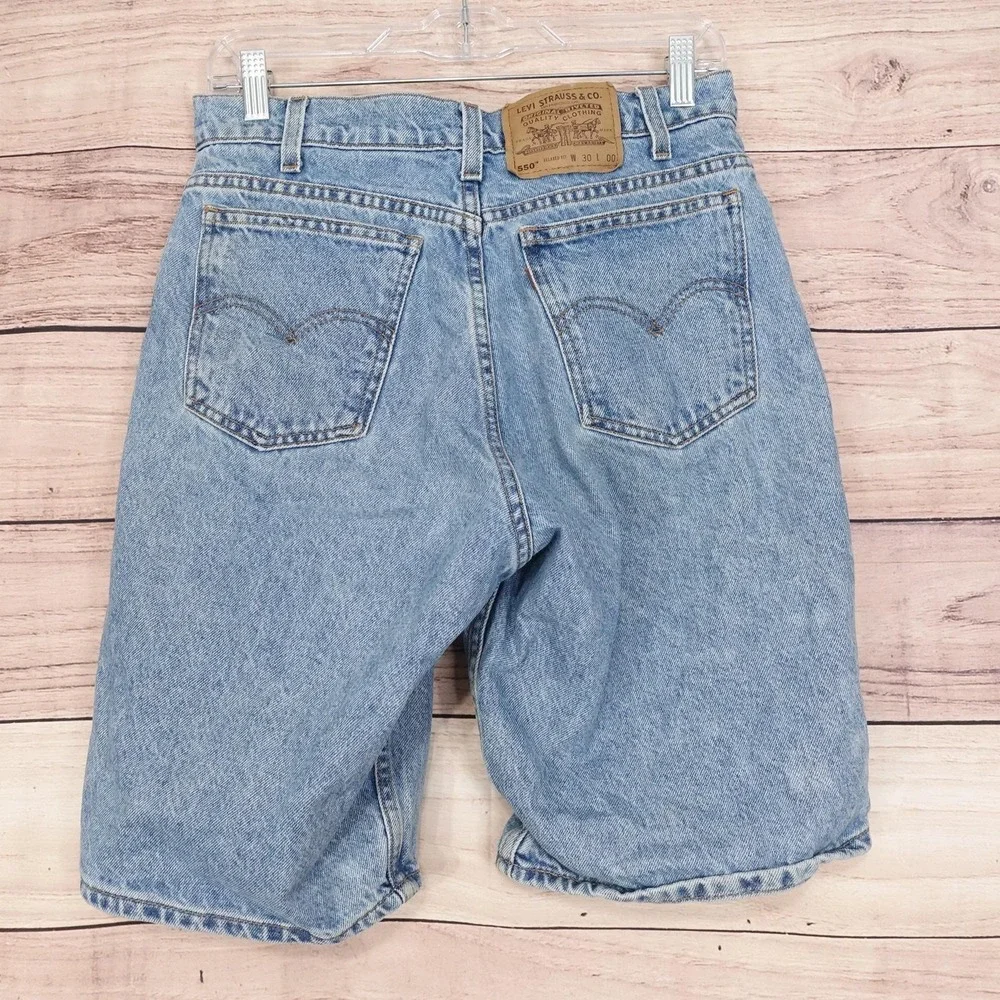 Levi's Jean Shorts Mens 29 Blue Denim 550 Relaxed Fit Bermuda 10 Inseam Vintage